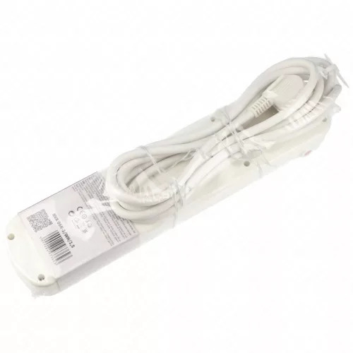 6-os hálózati földelt elosztó, 7 kapcsolóval, 3 m, gyerekvédelem, 3x1,5mm², IP20, 16A, 3500W, fehér, HOME NVK 06K-3/WH/1,5
