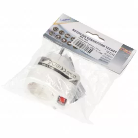   Hálózati aljzat, kapcsolós, IP20, gyerekvédelem, 16A, 3500W-ig, HOME  NVK 1/WH