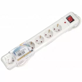   Túlfeszültség védett hálózati elosztó, kapcsolós, 6 aljzat, 4,5kA, 16A, IP20, 3500W-ig, 1,5m, HOME NVT 06K/WH