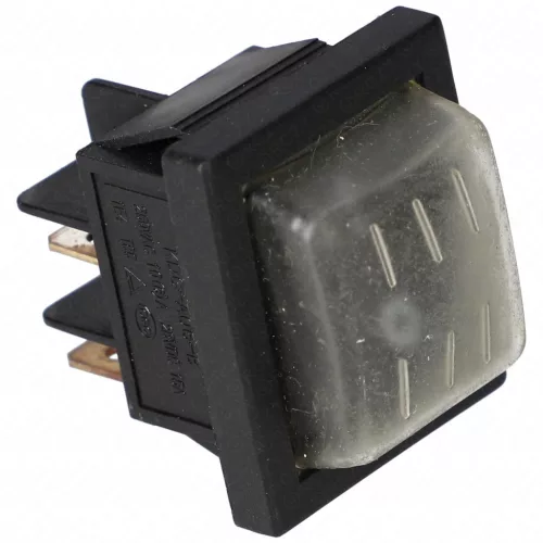16A/250V, 36x29 mm Billenőkapcsoló, fekete, védőburokkal, szögletes (univerzális) takarítógép