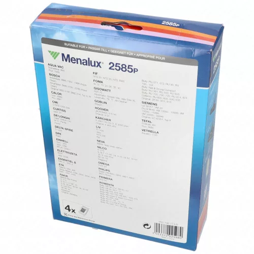 Porzsák, papír 4db-os MENALUX 2585P (univerzális) BOSCH-SIEMENS,ROWENTA,AQUA VAC,KARCHER,HOOVER,ETA,DELONGHI takarítógép (PPO4023)