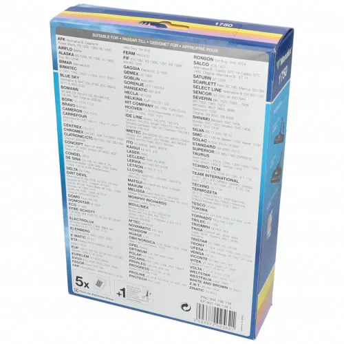 Porzsák, mikroszálas 5db+szűrő MENALUX 1750 T210 (univerzális)  TESCO VC207/208, ORION, BOMANN, ETA, PROGRESS, MOULINEX, SOLAC porszívó