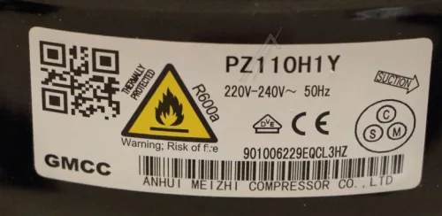 Kompresszor Hűtőszekrényhez GMCC-hez – R600a – Beko / Whirlpool kompatibilis (PZ110H1Y kompatibilis)