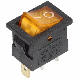   6A/250V AC 21x15 / 19,5x13 mm Billenőkapcsoló, sárga, számos, szögletes