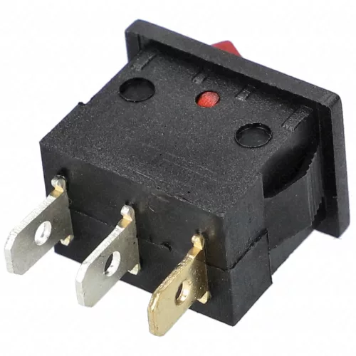 Billenőkapcsoló - 6A/250V, 21x15mm, Piros, Világítós - 3 pólusú (KCD1-101N)