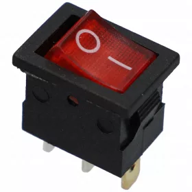   15A/12V DC, 21x15 / 19x13 mm Billenőkapcsoló, piros, számos, kicsi, szögletes,