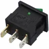 15A/12V DC, 21x15 / 19x13 mm Billenőkapcsoló, zöld, számos, kicsi, szögletes