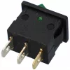 15A/12V DC, 21x15 / 19x13 mm Billenőkapcsoló, zöld, számos, kicsi, szögletes