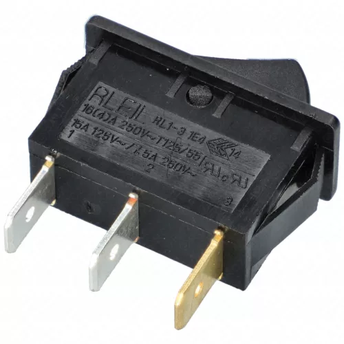 7,5A/250V AC Billenőkapcsoló, fekete, piros fénnyel, keskeny