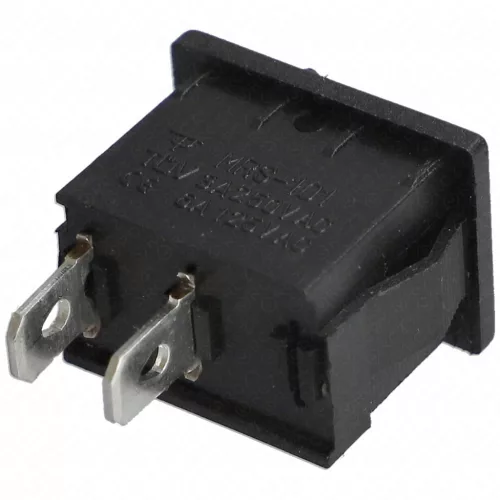 3A/250V AC, 21x15 / 19x13 mm Billenőkapcsoló ON-OFF, fekete, számos, szögletes (univerzális)