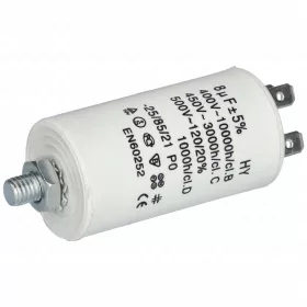   Univerzális Motorindító Kondenzátor - 8µF, 500V - Sarus, M8 rögzítéssel (50246547009)