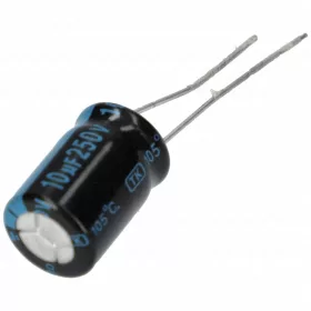   10 uF 250V Kondenzátor, furatszerelt (univerzális)  mini híradástechnika