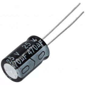   470 uF 25V Kondenzátor, furatszerelt (univerzális)  mini híradástechnika