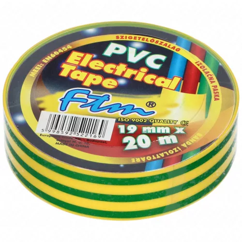 Szigetelőszalag 19x20m (PVC) zöld-sárga