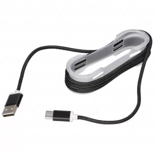 1,5m USB-A/USB-C kábel (fekete, szövet borítással, fém csatlakozóval) telefonhoz
