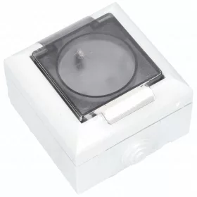   Földelt aljzat, falon kívüli, átlátszó csapfedeles, IP54