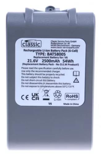 21,6V-2500MAH AKKU HELYETTESÍTŐ DYSON V6