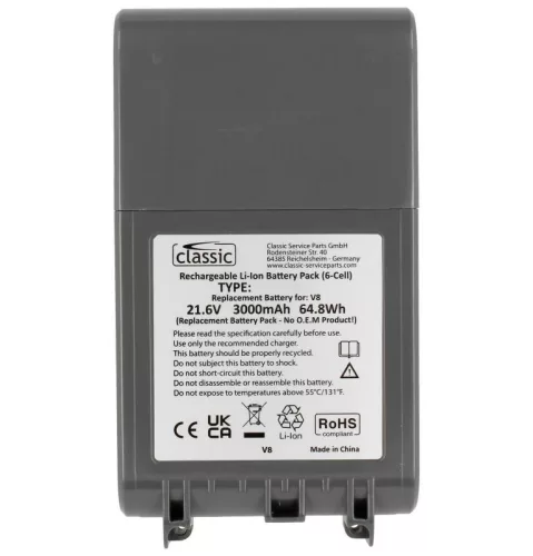 21,6V-3000MAH AKKU HELYETTESÍTŐ DYSON V8