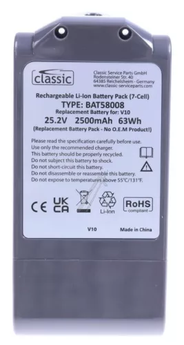 25,2V-2500MAH AKKU HELYETTESÍTŐ DYSON V10