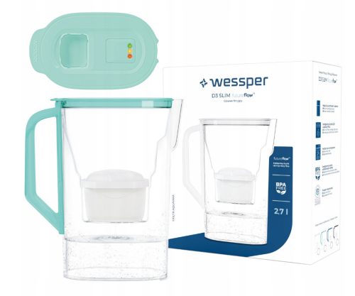 Wessper D3 Slim futureflow AquaMax szűrőkancsó (Menta + 1x szűrő)