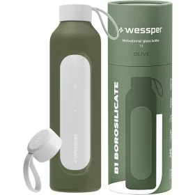   Wessper Activemax Crystalline motivációs üvegpalack, 1 literes, olíva zöld (WES260-OL)