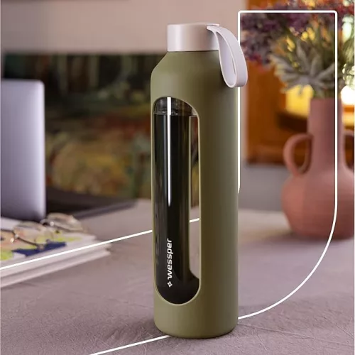Wessper Activemax Crystalline motivációs üvegpalack, 1 literes, olíva zöld (WES260-OL)