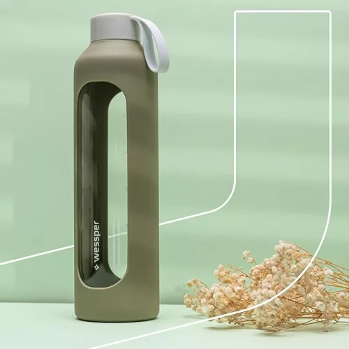 Wessper Activemax Crystalline motivációs üvegpalack, 1 literes, olíva zöld (WES260-OL)