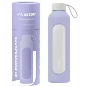 Wessper B1 BOROSILICATE Motivációs üveg kulacs, 1l, Levendula (WES260-VI)