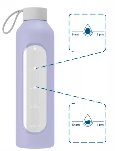 Wessper B1 BOROSILICATE Motivációs üveg kulacs, 1l, Levendula (WES260-VI)
