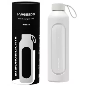 Wessper B1 BOROSILICATE Motivációs üvegpalack 1 literes, fehér (B1 BOROSILICATE)