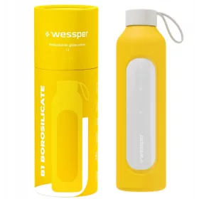 Wessper B1 BOROSILICATE motivációs üvegpalack, 1L, sárga (WES260-YL)