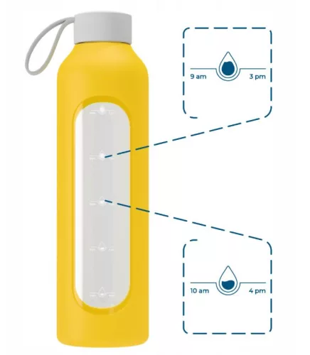 Wessper B1 BOROSILICATE motivációs üvegpalack, 1L, sárga (WES260-YL)