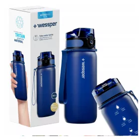 Wessper Activemax Triline motivációs Tritan kulacs, 500 ml, kék (WES262-NB)