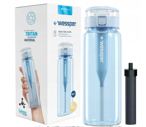 Wessper ActiveMax Clarti Tritan szűrőpalack 680 ml, kék (WES263-NB)