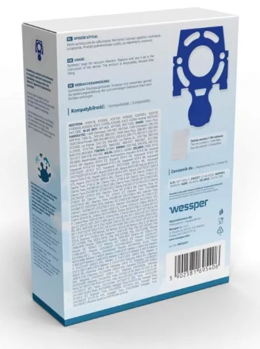 Wessper HomeLine Szintetikus Porzsák és Szűrő Szett Zelmerhez - 4+1 db (Zelmer ZVCA100B kompatibilis)