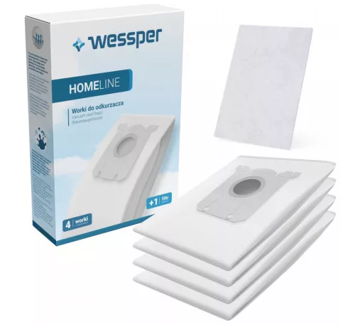 Wessper HomeLine eco Porzsák Philips / AEG-Electrolux porszívókhoz - 4 db + 1 szűrő - Szintetikus