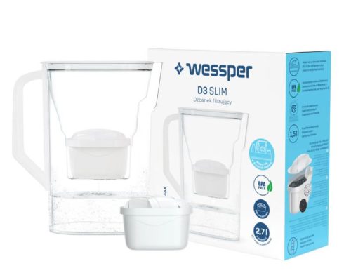 Wessper D3 Slim Aquamax 2,7 literes vízszűrő kancsó (fehér)