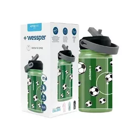 Wessper Activemax Gyerek Kulacs – 410ml, Rozsdamentes acél, Foci motívum (Wessper Activemax Kids)